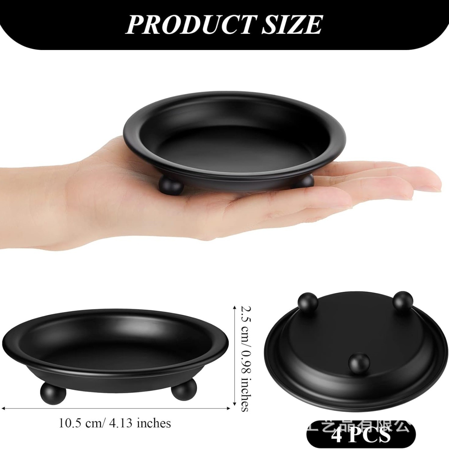 2024 nuevo estilo americano negro redondo bandeja de vela de bananas decoración del hogar candelabro pequeño bandeja de vela de hierro forjado