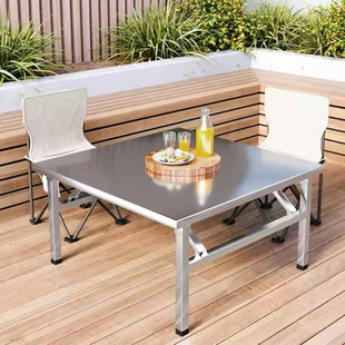 Stainless Steel Folding Durable Square Table Dining Table Stall Barbecue Outdoor Camping Learning Homework Folding Portable Table