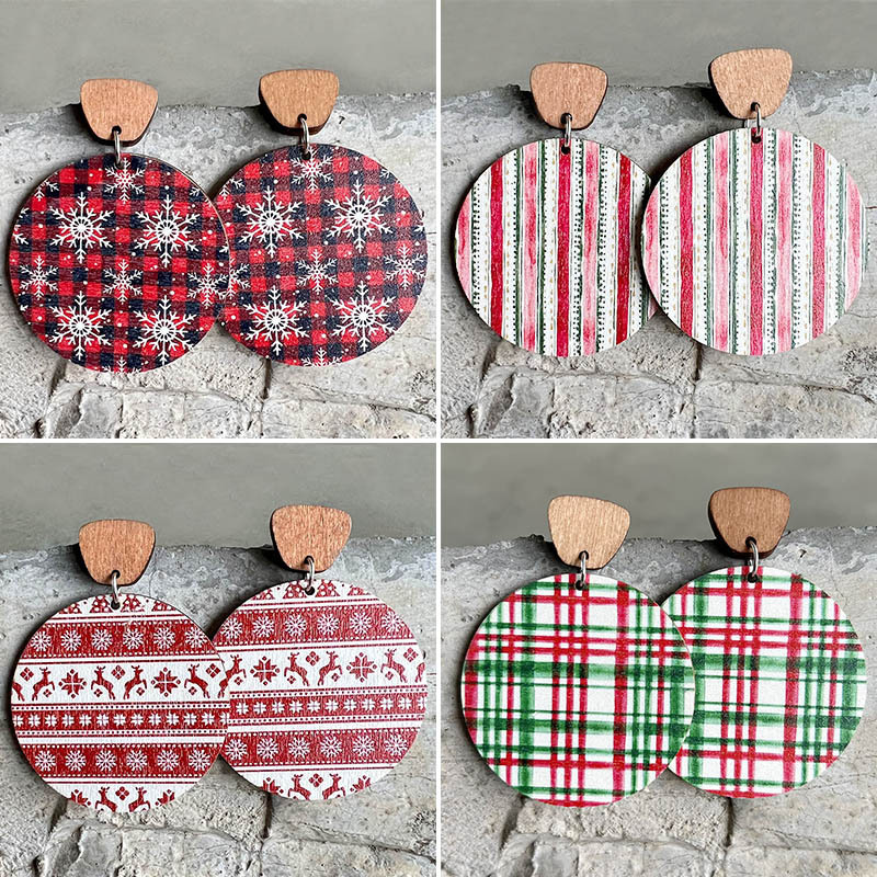 1 Paar Kerst Eenvoudige Stijl Kerstboom Hout Oorbellen Laten Vallen display picture 2