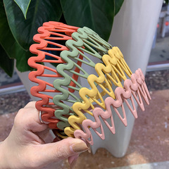 韓版波浪寬齒發箍彩色磨砂帶齒頭箍簡約時尚壓發女生洗臉頭飾髮飾