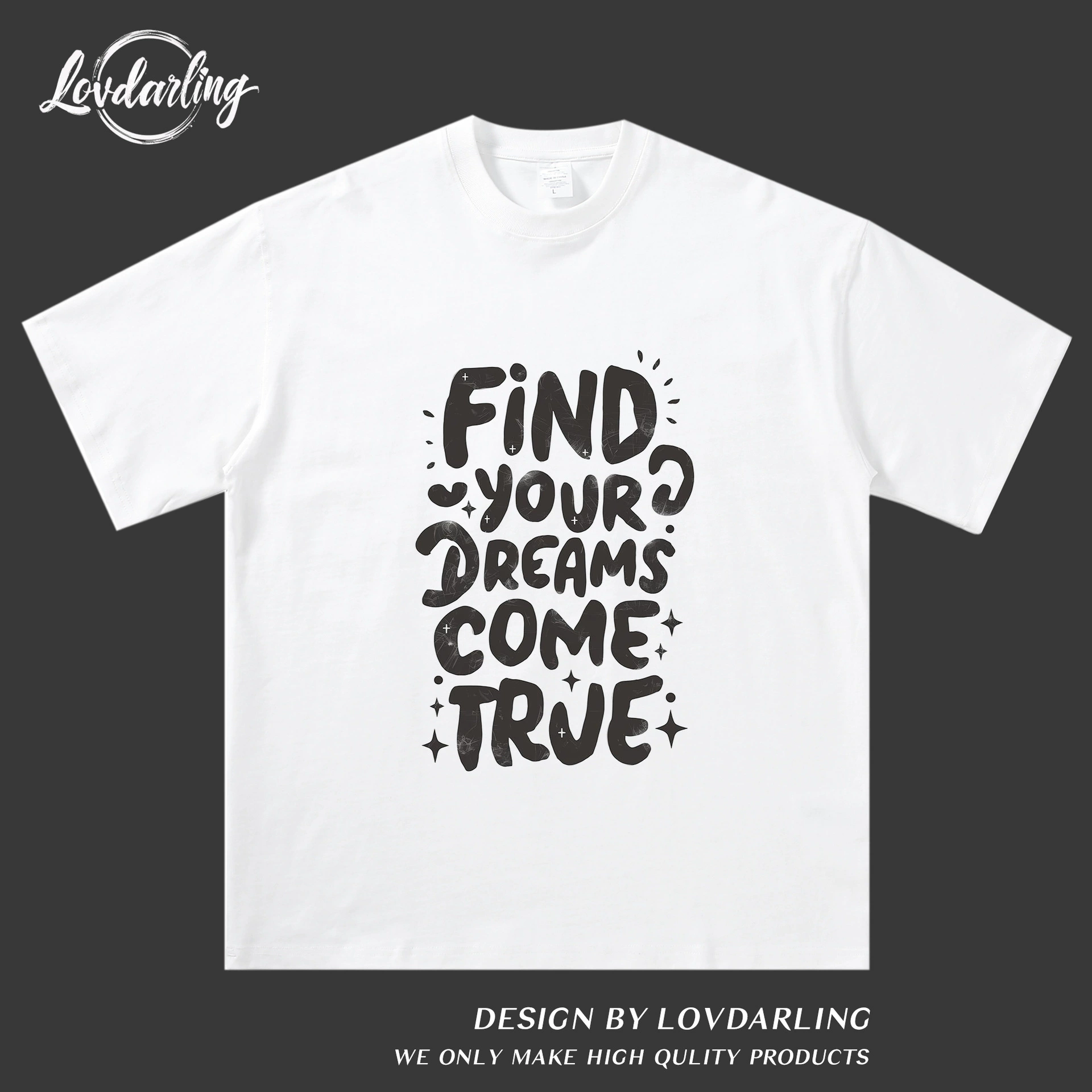 Design T-shirt with a round collar, English, with short sleeve