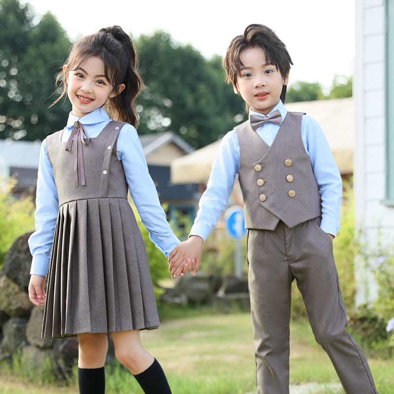 Conjunto de uniforme escolar de jardín de infantes, nuevos productos de otoño, vestidos de niña, uniformes de jardín de la escuela primaria, uniformes de clase de coro de estilo universitario para hombres y mujeres