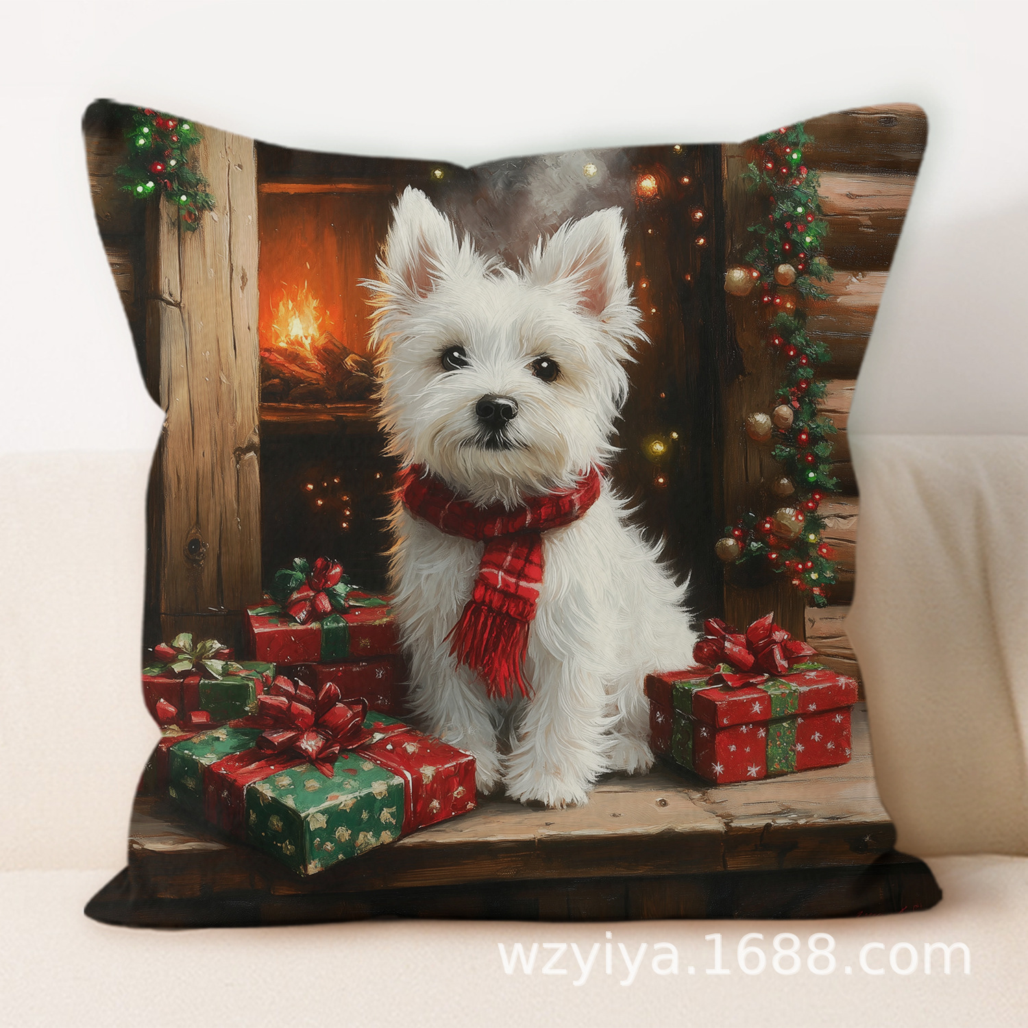 Navidad cachorro almohada cuadrada casa sala de estar sofá dormitorio cabecera almohada cuadrada sin cojín central