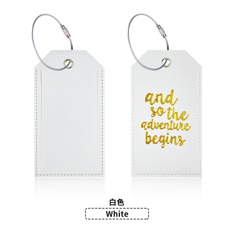 En stock tarjeta de embarque de cuero bronceado grueso de doble cara transfronteriza con tarjeta de papel de firma etiqueta de equipaje pu etiqueta de equipaje