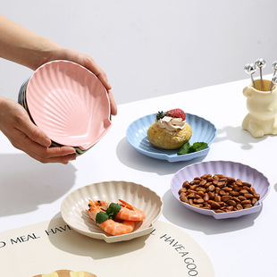 Wheat Straw Shell Dish Creative Fruit Dish Household snack Dish Bone-spitting Dish Cake Dessert Dish Plastic Dried Fruit Dish