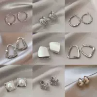 Серебряная игла настоящая золотая гальваника металлическая геометрическая серьга темперамент холодный ветер серьги трансграничная легкая роскошь летом