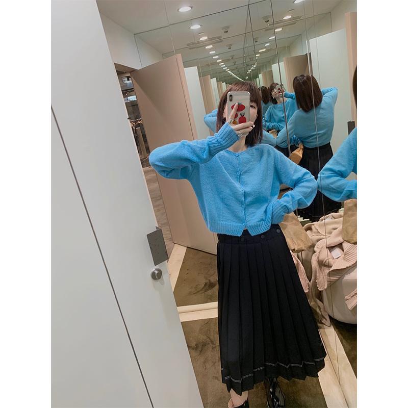 [in stock] 13 New Early Autumn Top Women's Slim-fit Short Shirt Long-sleeved Mahair Knitted Cardigan for Women