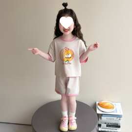 26韩系卡通可爱套装短袖短裤新款夏季女童新款2026夏季两件套印花