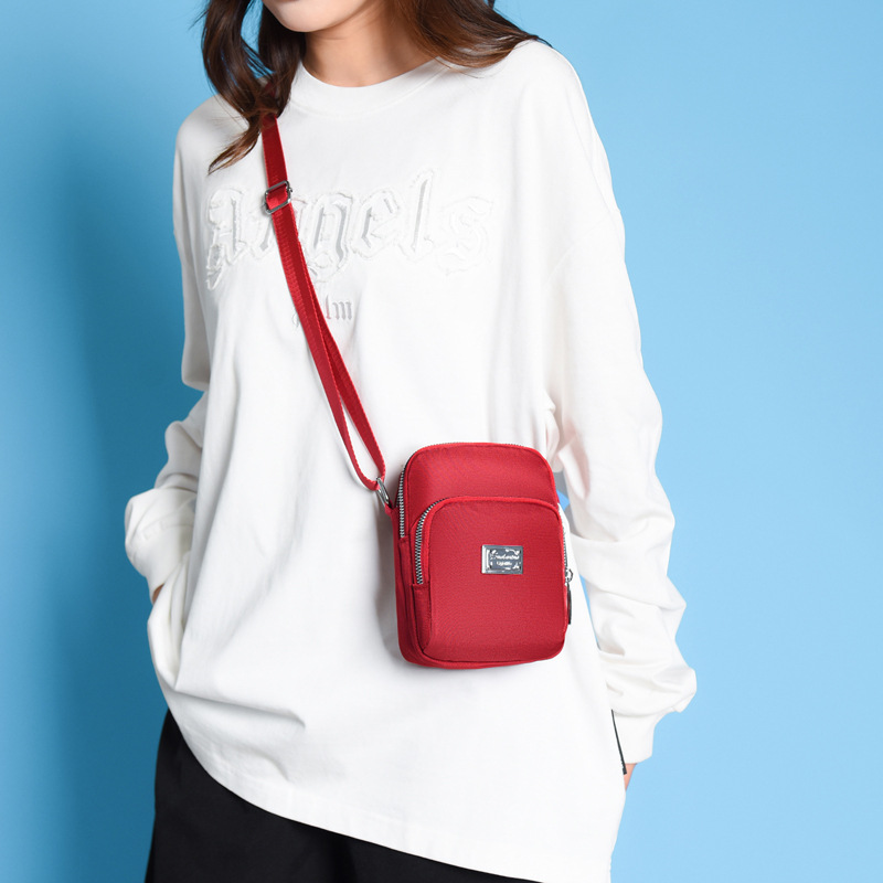 Three-Layer Lightweight Small Bag, Nylon Cloth Waterproof Women's Crossbody Bag, Korean Style Versatile Mini Mobile Phone Bag, Fashionable Coin Purse