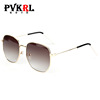 Fashionable quality golden sunglasses, metal universal glasses solar-powered suitable for men and women, city style, gradient