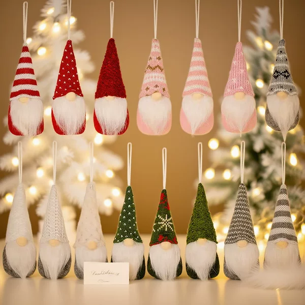 Mingguan Christmas Decorations Creative Colorful Knitted Faceless Santa Claus Hanging Ornaments Gnome Hanging Decorations