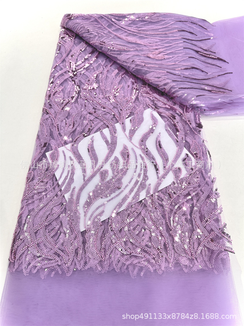 Tejido de malla de lenta bordada tridimensional Vestido de novia de moda Vestido de moda Tela de encaje LACE