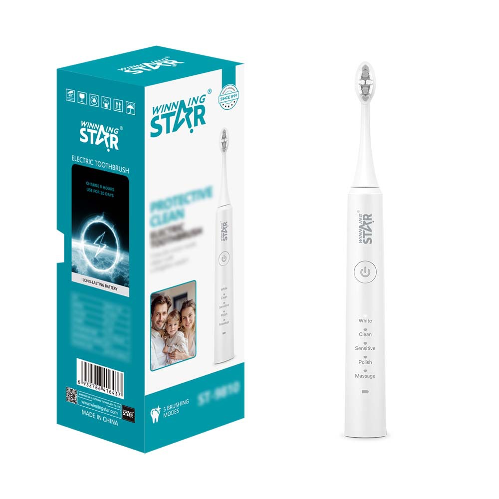 WINNINGSTAR Cabello suave a prueba de agua recargable para eliminar el sarro y las manchas dentales Equipo inteligente de limpieza dental para el hogar Cepillo de dientes eléctrico