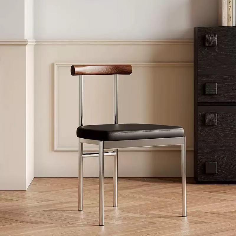 Solid Wood Dining Chair with Backrest, French-Style Home Meeting Chair, Commercial Office Chair, Ash Wood Dining Chair, Vintage Style