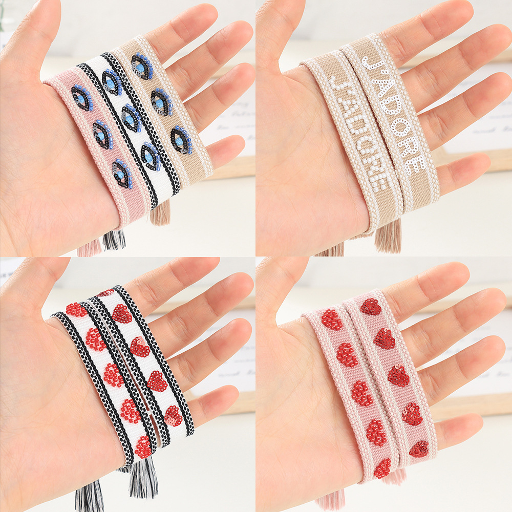 7g Weight Stretch Adjustable Clasp Closure Type Drawstring Bracelets Classification Polyester Chain Material Cord String Chain Type 1 Piece Quantity Holiday, Daily Occasion cord Material Devil's Eye, Heart Shape Pattern All Seasons Season Women's Gender Casual Style, Simple Style style Casual Style Simple Style Devil's Eye Heart Shape Cord Cord String Stretch Adjustable String Bracelets Wholesale 8