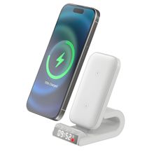 新款立式支架双线圈小时钟闹钟无线快充便携式手机支架无线充电器