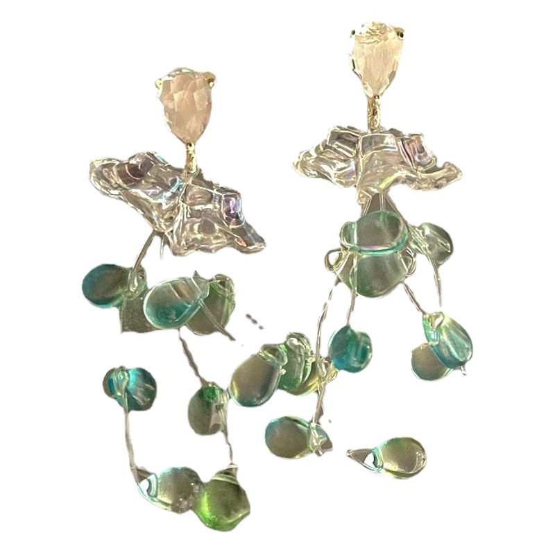 Aguja de plata diamante mariposa flor larga borla pendientes de moda elegante de alto grado pendientes de todo partido pendientes al por mayor para las mujeres