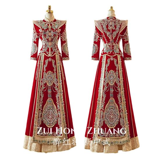Cloud Shoulder Velvet Xiuhe Dress plus size 2024 New Style Atmospheric Luxury New Chinese Style Bridal Dress Wedding Dress Premium
