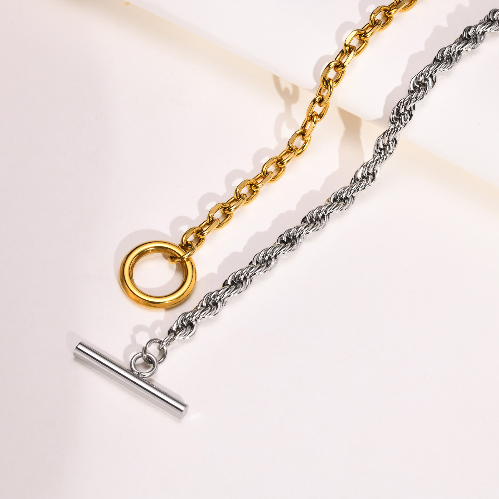 201 Stainless Steel Pendant Material Necklace Classification 201 Stainless Steel Chain Material PVD Coated Gold Plated Geometric Twist Stainless Steel Retro Waterproof Non Tarnish 201 Stainless Steel Necklace
