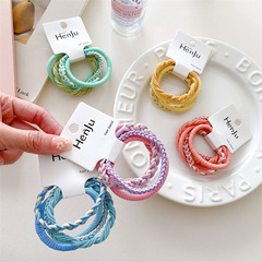 2023 New Card Packaging 5-Piece Candy Color Hair Ties for Girls, High Elasticity, Durable Rubber Bands