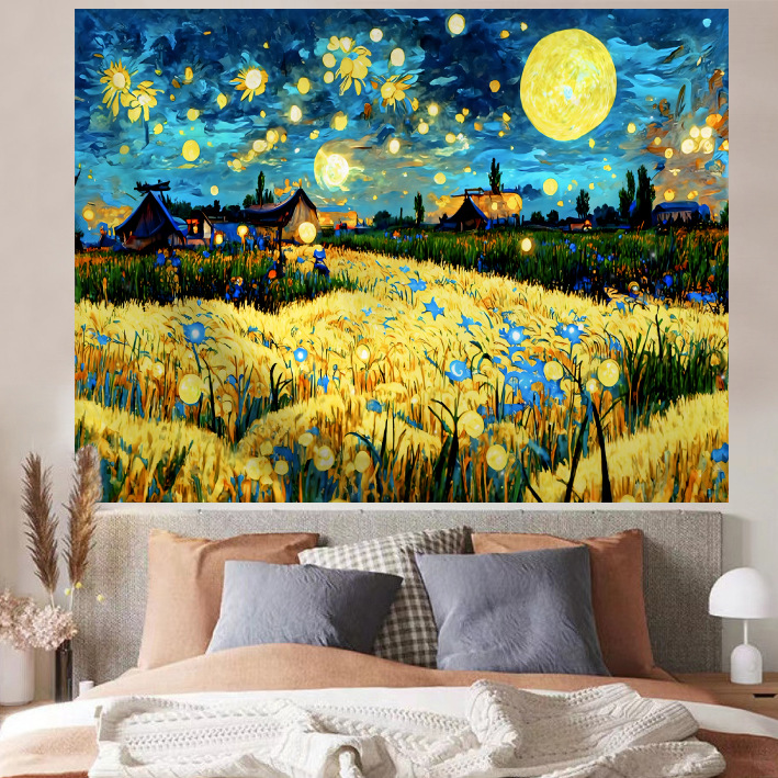 반 고흐 치유 풍경 교수형 천 IN 배경 천 방 벽 천 침실 머리맡 배경 벽 틈새 교수형 그림 캔버스
