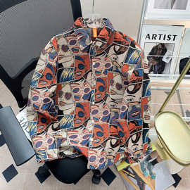 春秋季潮牌痞帅提花工装夹克男装美式设计感复古趣味卡通动漫外套