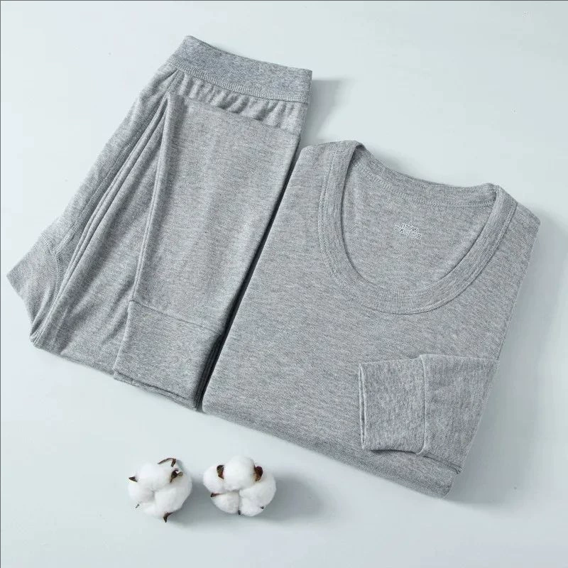 Хлопок мужская осенняя одежда осенние брюки женские хлопковые термобелье тонкий костюм с круглым вырезом