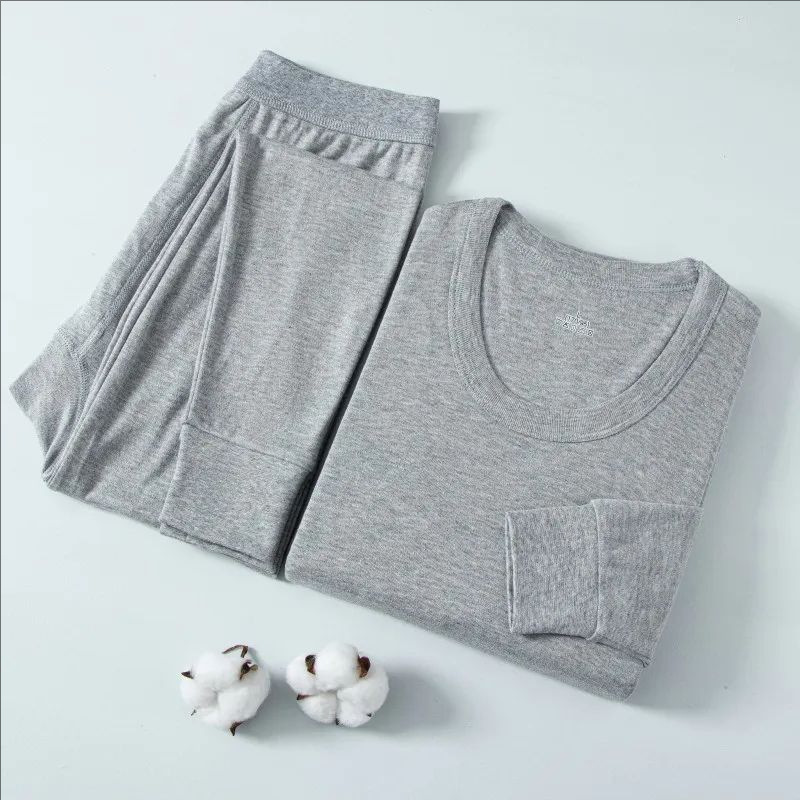 Pure Cotton Men's Autumn Clothes and Pants Women's Pure Cotton Thermal Underwear Thin suit Mid-Crewneck Pure Cotton Base Line Line and Pants
