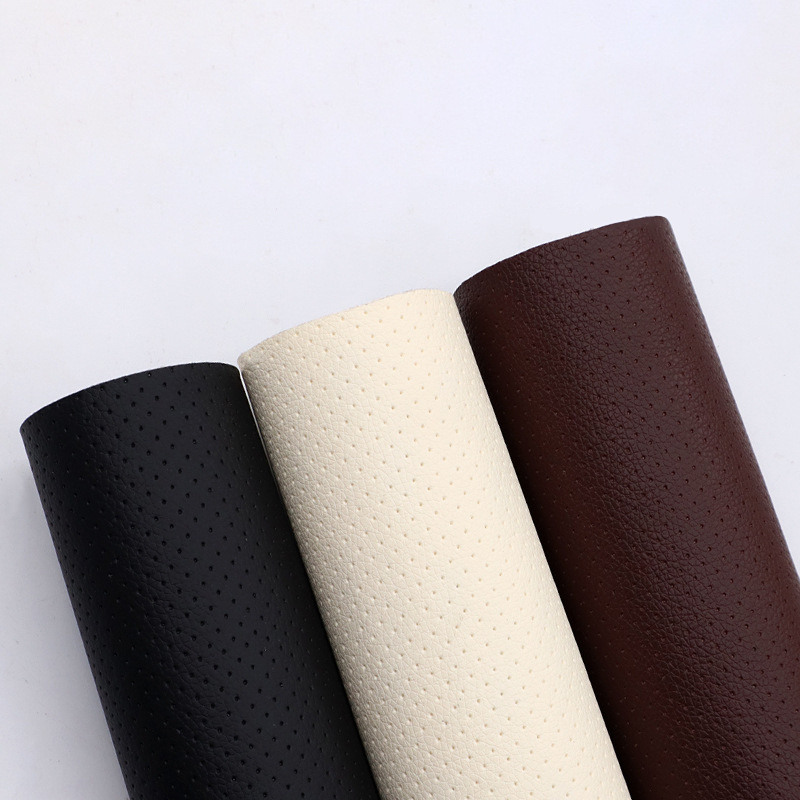 in stock PU perforated leather car interior home audio-visual room children's playground sound-absorbing breathable noise reduction leather wholesale