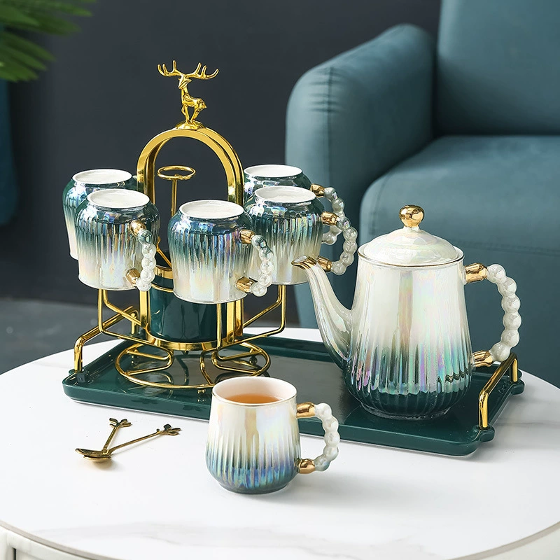 Скандинавский светлый роскошный керамический стакан для воды, чайная чашка, чайный набор для дома, современный простой набор для гостеприимства, свадебный набор для воды