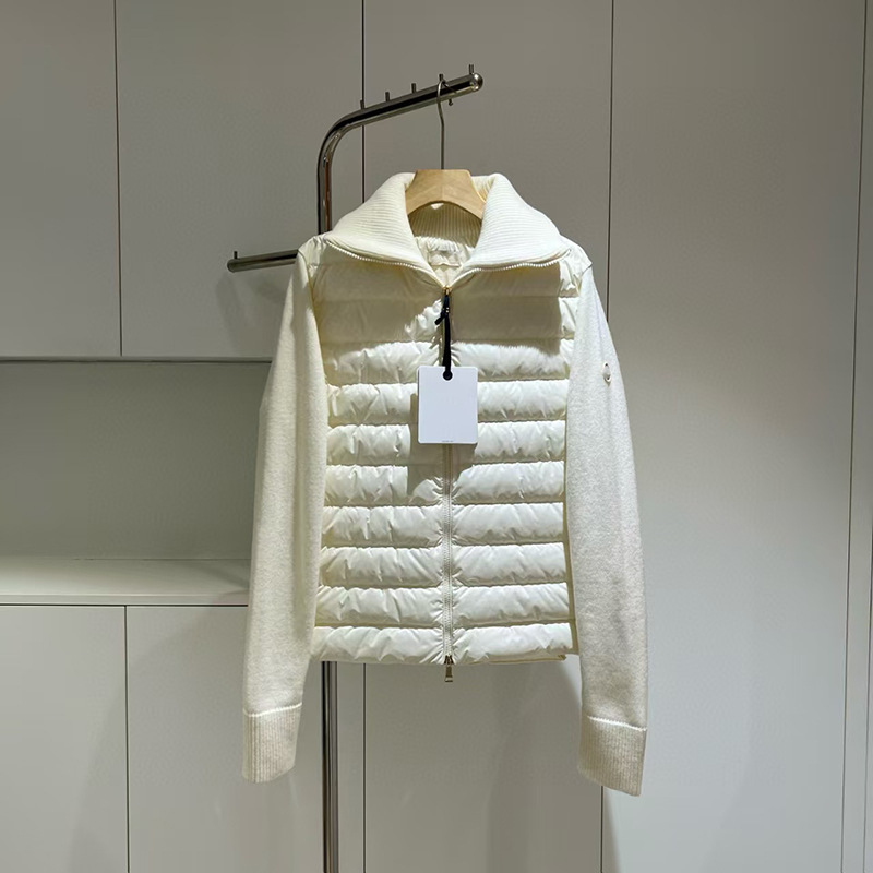 Popular M-brand women's lapel knitted patchwork front and back lightweight jacket, cross-border foreign trade lightweight duck down jacket Popular M-brand women's lapel knitted patchwork front and back lightweight jacket, cross-border foreign trade lightweight duck down jacket