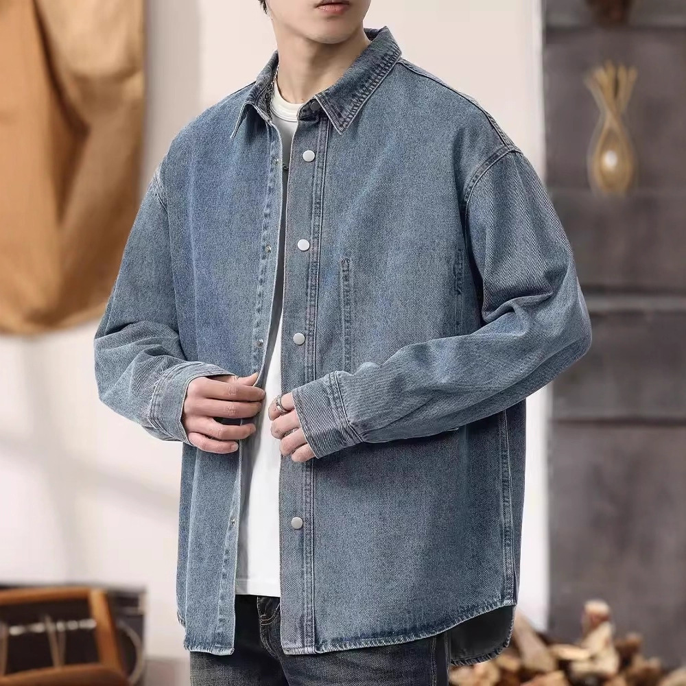 Workwear Denim Shirt, Men's Loose Plus Size Jacket, Cool And Stylish Shirt Jacket_voghion.com