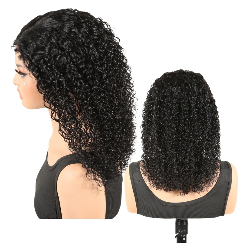 Kinky Curly 4C Edges Hairline 4x4 Lace Front Wigs Human Hair