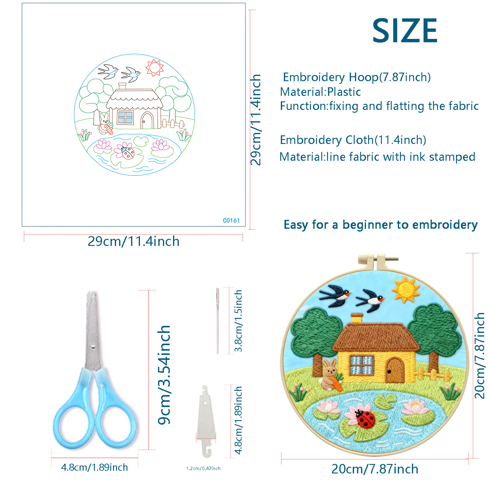 Fábrica directa de nuevos productos transfronterizos de loto de verano cuatro estaciones paisaje bordado paquete de materiales hechos a mano decoración de dibujos animados