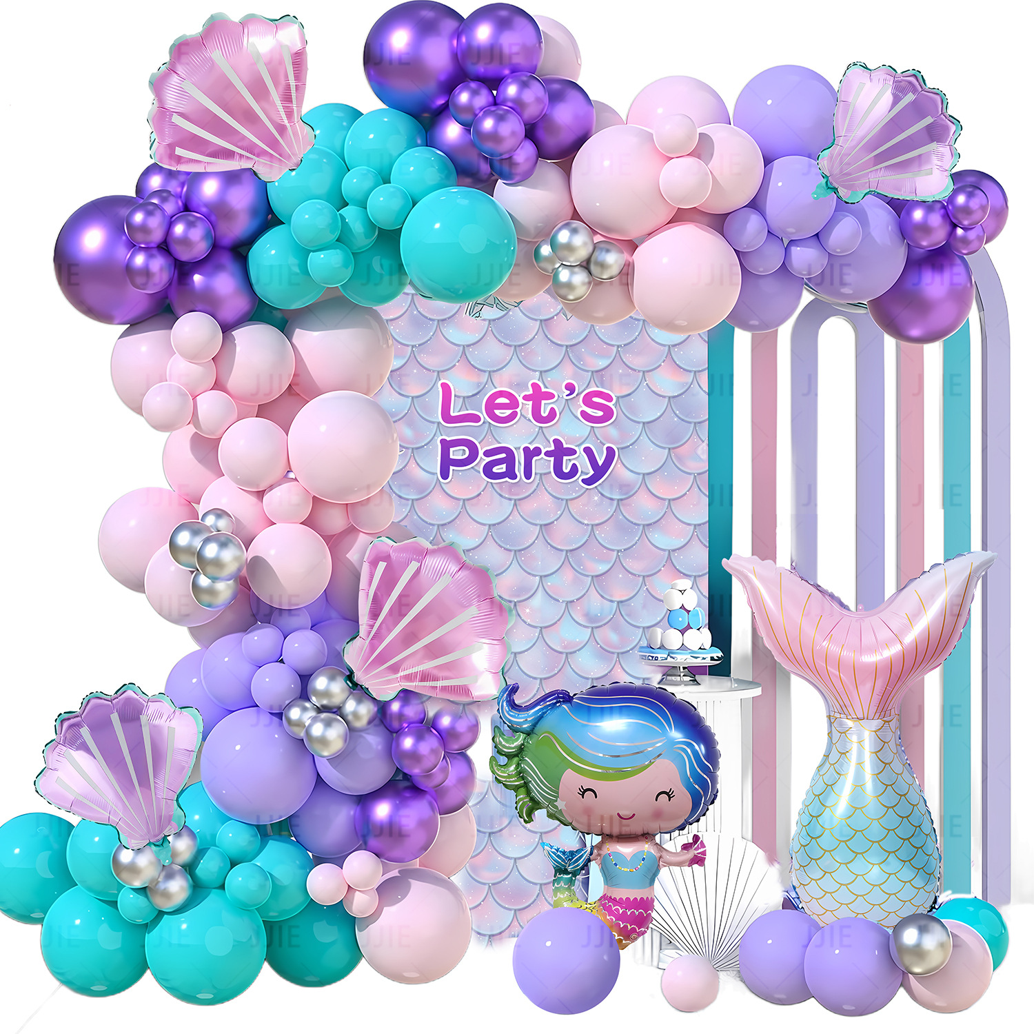 Amazon sirena cadena de globo cola sirena set de globo mar temático fiesta decoración para niños