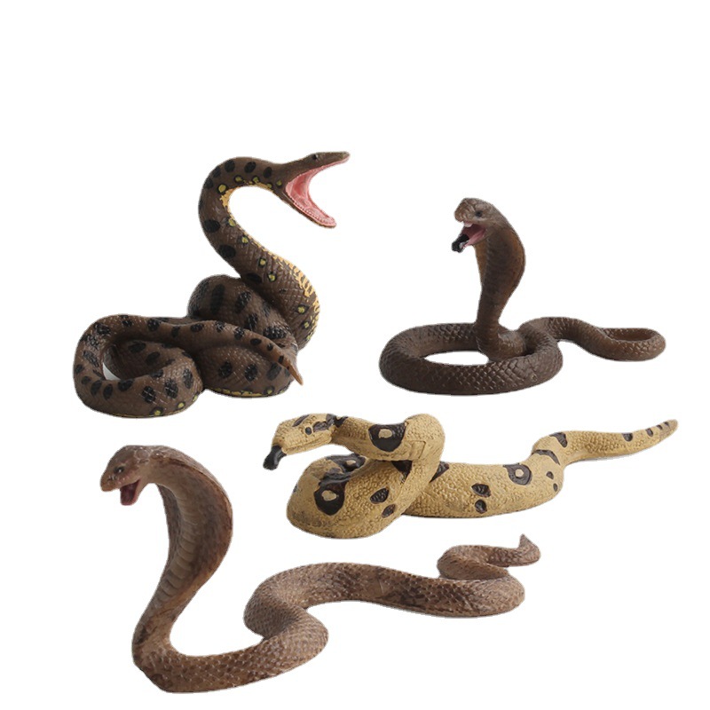 Venta caliente transfronteriza de simulación infantil bosque animal modelo juguete sólido Cobra Python adornos creativos