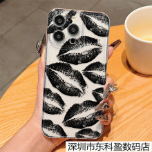 满屏黑色嘴唇iPhone15手机壳14苹果13Pro/12/11新款17/16PROMAX软
