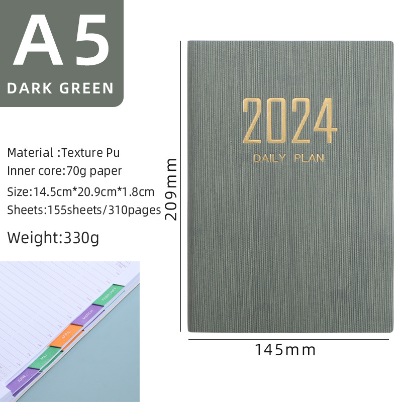 Transfronterizo 2024 inglés a5 calendario 2025 imitación cuero mes índice plan cuaderno calendario de comercio exterior