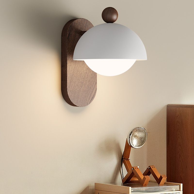 Lámpara de pared de estilo antiguo, lámpara de cabecera de dormitorio, color de nogal retro, wabi-viento silencioso, lámpara de decoración de pared de fondo de sala de estar, lámpara de pared