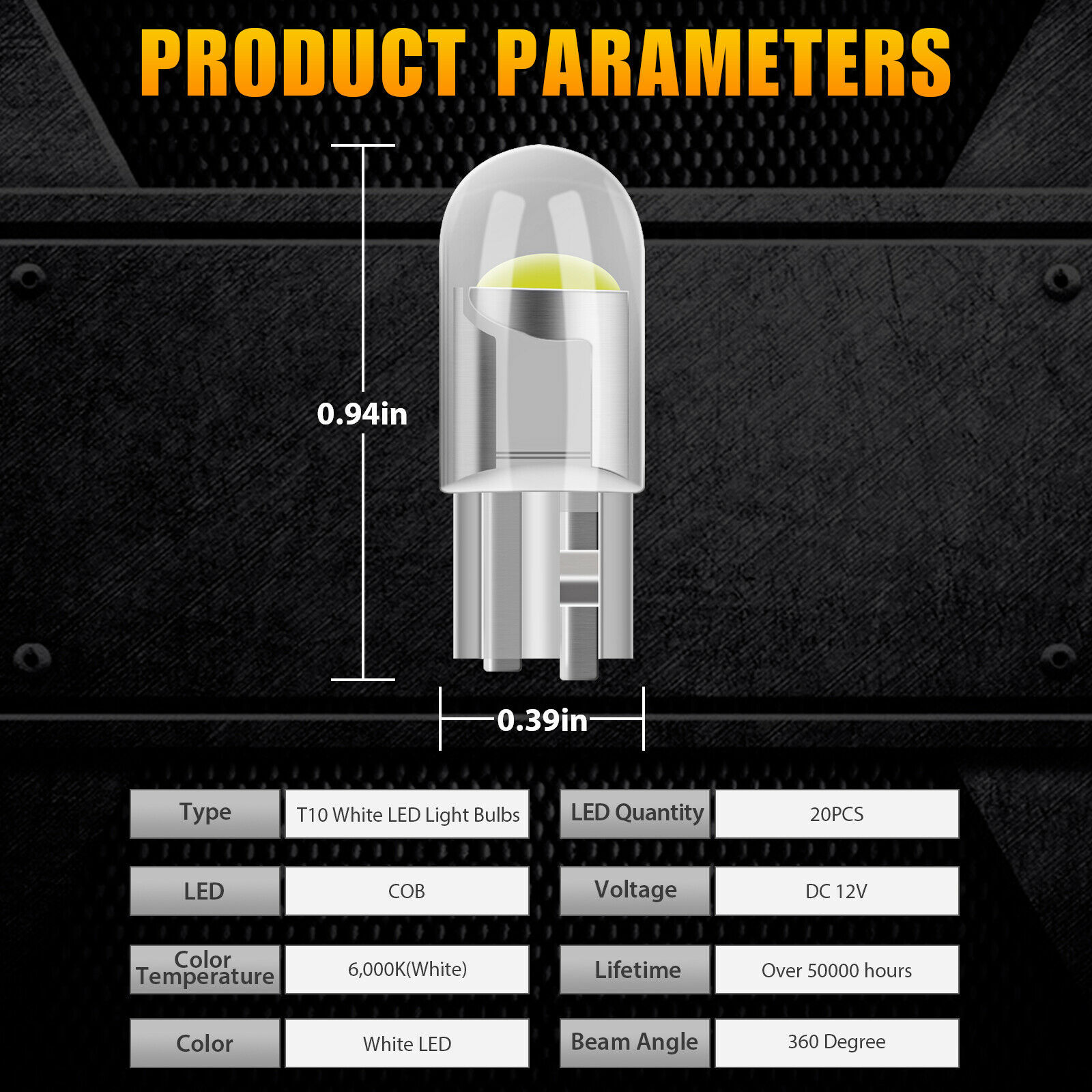 Lámpara de ancho T10 COB accesorios de modificación de lámpara de automóvil LED placa de matrícula LED lámpara interior 6000k blanco