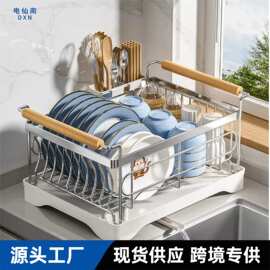跨境不锈钢厨房沥水碗架多功能台面碗碟收纳架水槽整理碗盘置物架
