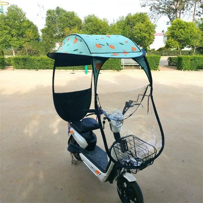 Electric scooter rain canopy, small electric bike rain cover, adjustable and detachable sunshade, thickened fabric, wind shield (Elektromobil üçün ön şüşə çətiri (günlük)) - daily-special-color-random-front-zipper-window-back-pocket-the-car-has-rearview-mirrors-take-a-photo-of-this-model