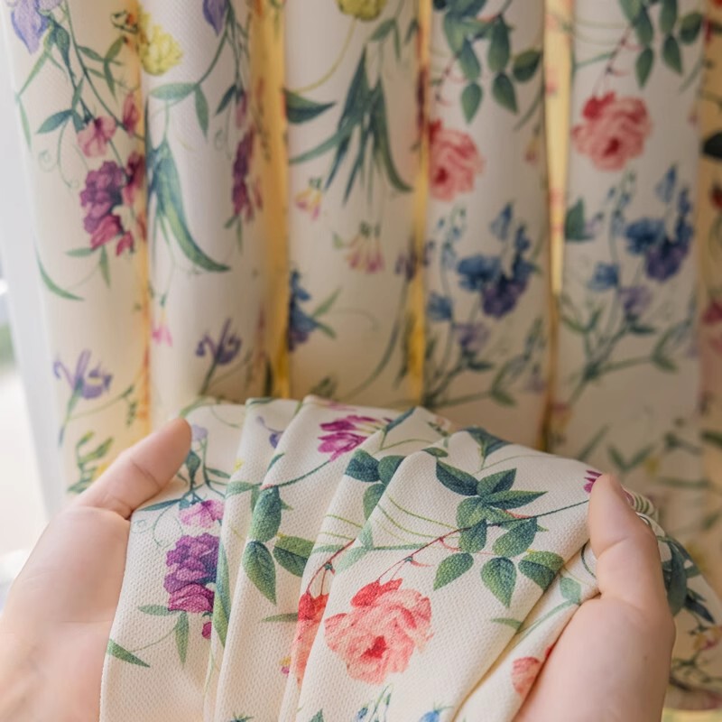 New American Style Fresh Pastoral Style Flower Curtain Semi-Shaded Living Room Bedroom Bay Window Sheffina Curtain Hot Sale