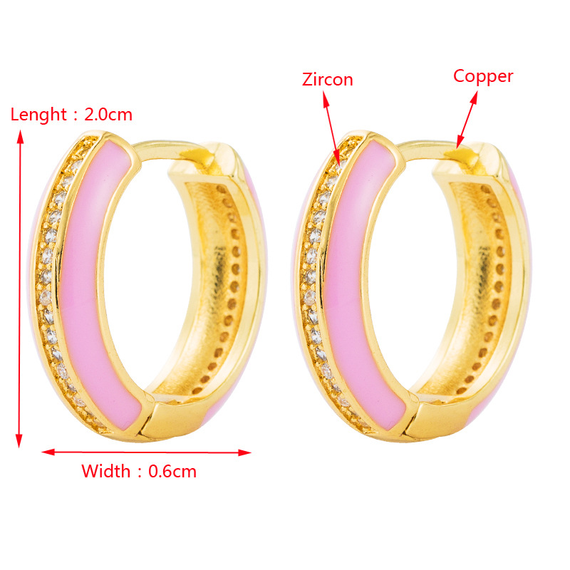 Wholesale Jewelry Colorful Oil Drop C-shaped Simple Copper Zircon Earrings Nihaojewelry display picture 15