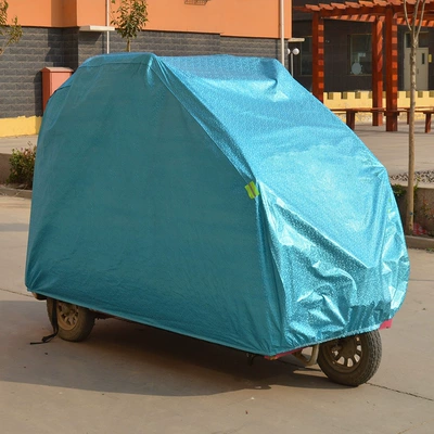 Car clothing, enclosed electric tricycle rainproof car - 22m-12m-17m-flocked-aluminum-film-blue-side-zipper-gift