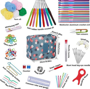 Set de 107 herramientas de ganchillo DIY, kit completo portátil para principiantes de tejido de lana
