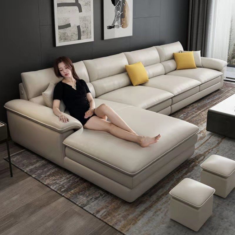Sofá de cuero pequeño apartamento moderno minimalista sala de estar en forma de L combinación de asiento de concubina de esquina sofá nórdico suministro directo de fábrica