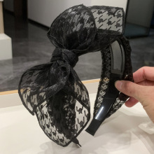 带齿防滑发箍蝴蝶结发饰宽边发卡优雅发夹网纱千鸟格百搭兔耳头箍