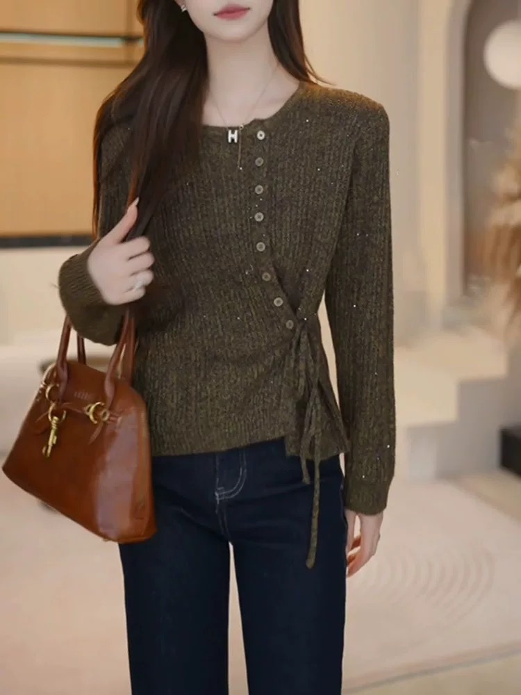 品牌单设计款精品女装珠片羊毛开衫上衣女装1116-140Z