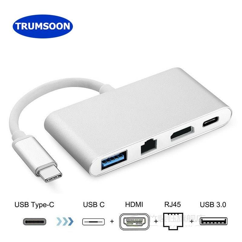 Type-C Thunderbolt 3 to HDMI 4K Ethernet Lan USB C 3.0 a Adapter